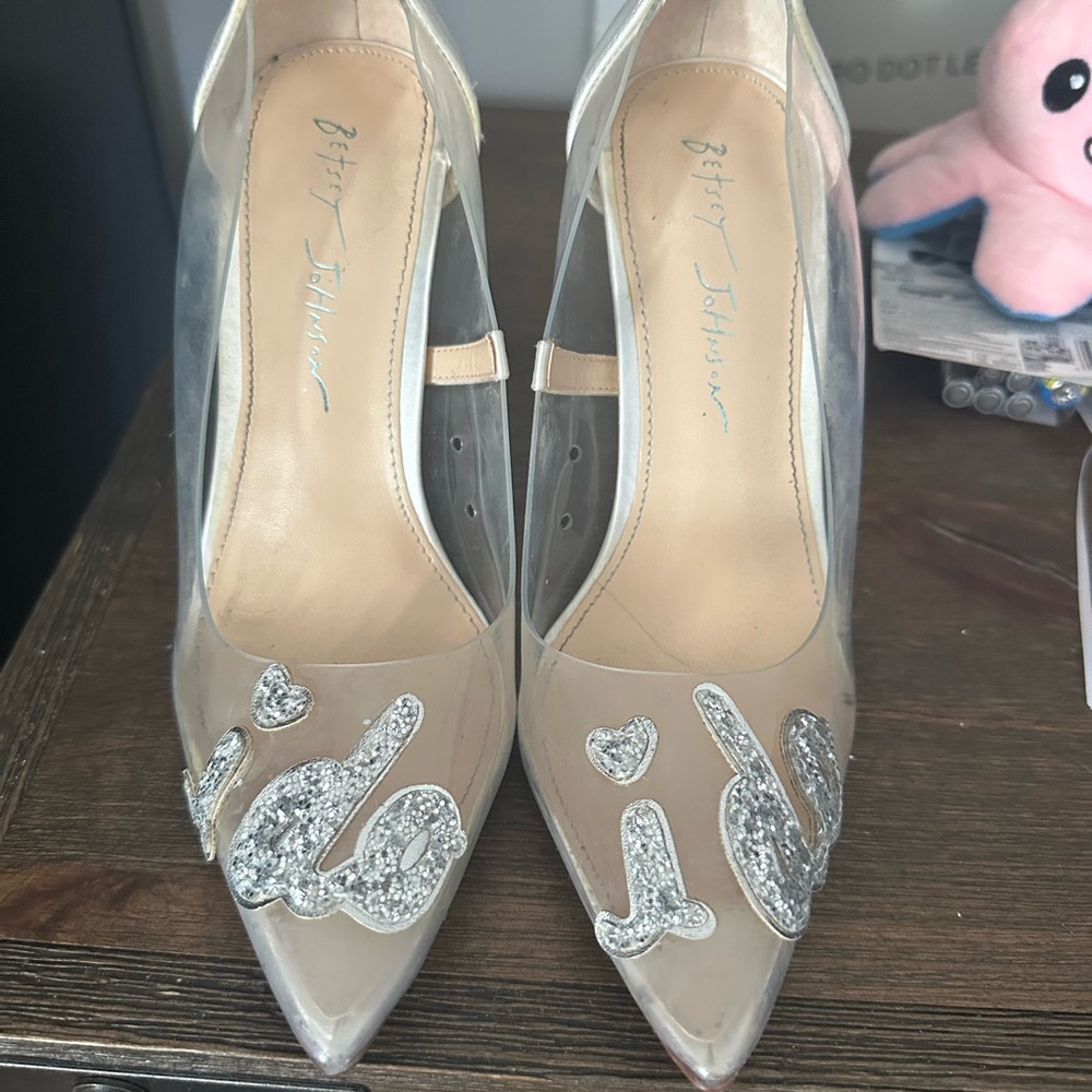 Betsey Johnson Silver Glitter Stiletto Heels